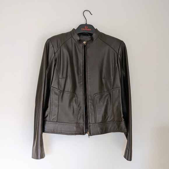 Danier Leather Bomber Jacket in Chocolate Brown - Picture 8 of 8